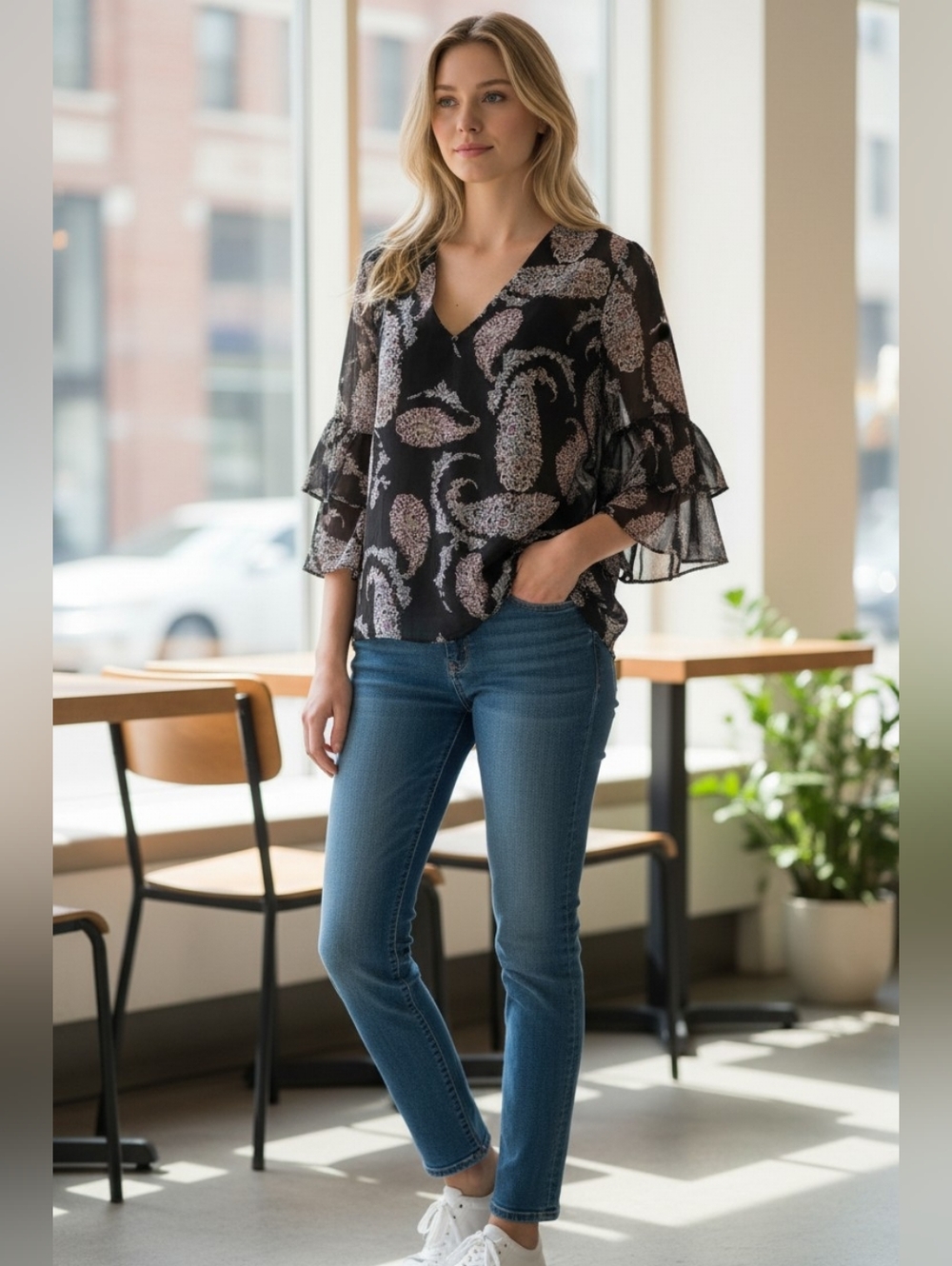 Bailey 44‎ Billing Top Floral Paisley Blouse Small NWT